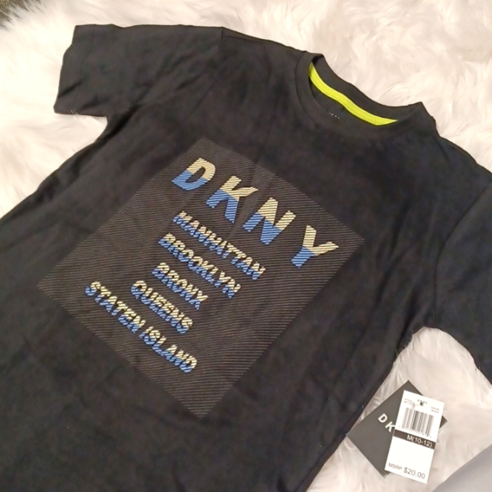 DKNY tshirt kids 10/12 designer top black nwt